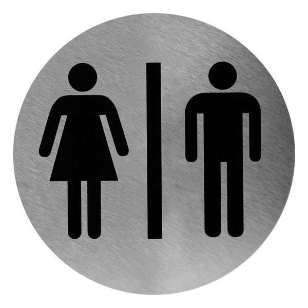 RVS Pictogram man/vrouw voor vlakke oppervlakkeneven inclusief sterke tape