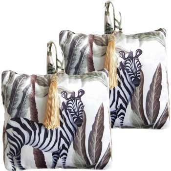 3x stuks fluwelen deurstoppers 18 cm  zebra print - Deur vastzetter - Deurstop