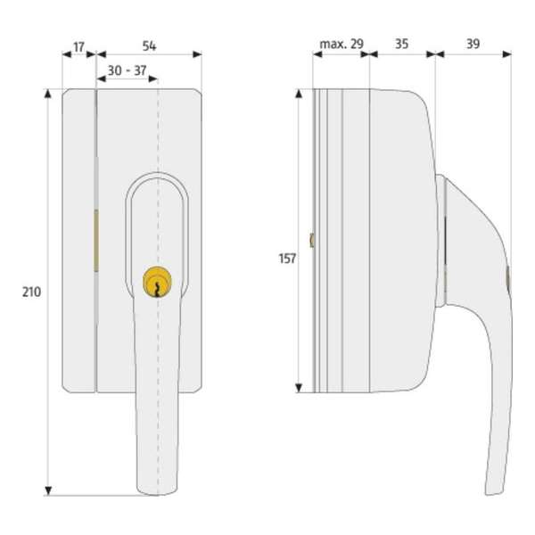 Abus Raamslot, Totale vergrendeling, Deurklink met slot voor ramen, wit