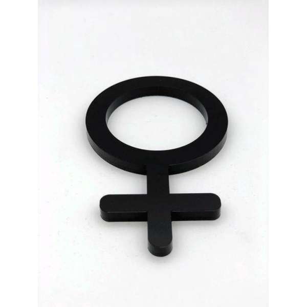 WC Toilet deur bordje dames pictogram / 28 cm / zwart acrylaat 8 mm.