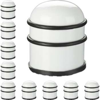 Relaxdays 10x deurstopper rond - deurvastzetter rubber - deurstop rvs - deurbuffer - wit