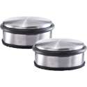 Set van 3x stuks Rvs deurstoppers rond 10 x 4,5 cm - Deurstoppers 1,15 kg