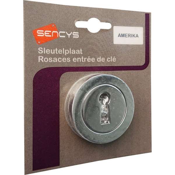 SENCYS type Amerika set 2x sleutelplaat rond model | CHROOM