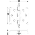 Kogellagerscharnier ronde hoek 89x89mm messing titaan vaas