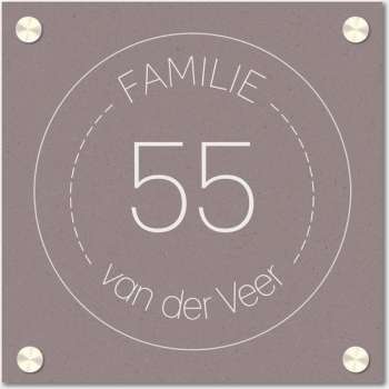 Naambordje vierkant familie cirkel old pink