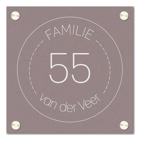 Naambordje vierkant familie cirkel old pink