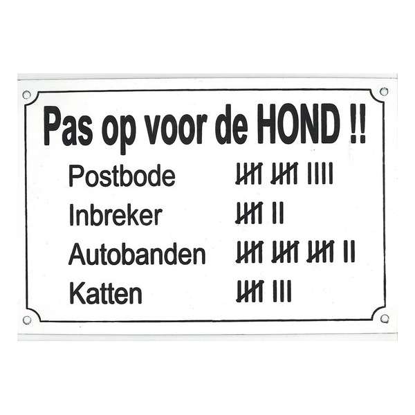 MadDeco - emaille - wandbord - Pas - Op - Voor - De - Hond