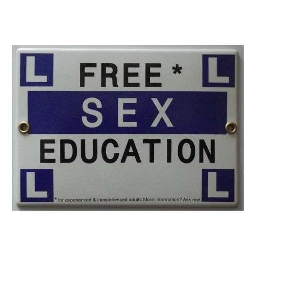 MadDeco - wandbordje - deurbordje - emaille - Free - Sex - Education