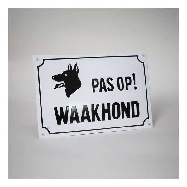 Veiligheids bord emaille - Pas op! Waakhond