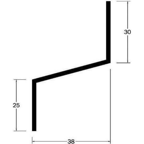 Roval BV F1 geanodiseerd alum. lekdorpel 30x38x25 mm (2m) aluminium profiel