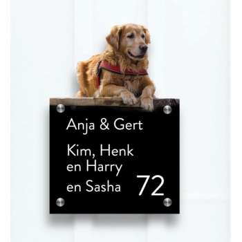 Naambordje Voordeur Golden Retriever -  UV- en weerbestendig 8 mm dik plexiglas