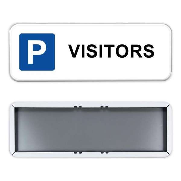 Parkeerbord Visitors 60x20cm - Stevig aluminium bord met dubbel omgezette rand