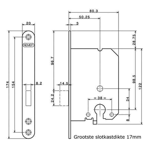 4Tecx Kastslot 1258/17U-50mm PC