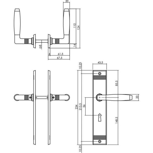 Wovar Deurkruk met schild SL56 mat nikkel - Per Set