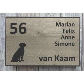 Naambordje voordeur steigerhout met witte of antraciete rand | houten naambord 30x20 cm