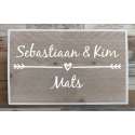 Naambordje voordeur steigerhout met witte of antraciete rand | houten naambord 30x20 cm