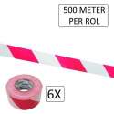 Fixman Afzetlint Rood/Wit 70mm x 500 Meter (6 Stuks)