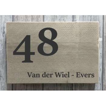 Naambordje voordeur steigerhout | houten naambord 30x20 cm