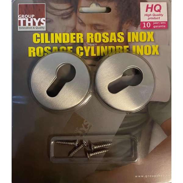 CILINDER ROSAS INOX DEURKOPJES 4 STUKS