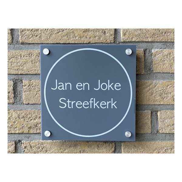 Naambordje voordeur cirkel strak grijs