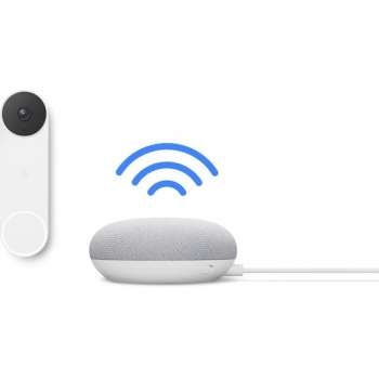 Google Nest Deurbel Batterij + Nest Mini Chalk Speaker / Deurbelgong