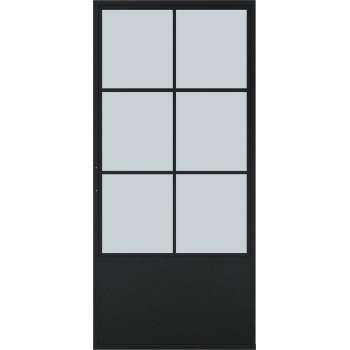 Barnwoodweb Schuifdeur staal en glas 6 vaks kickplate helder glas 100x235 | Inclusief schuifdeursysteem en deurgreep