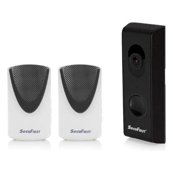 SecuFirst DID701BB+  Wifi deurbel met camera met 2 draadloze gongen Zwart - 1080P