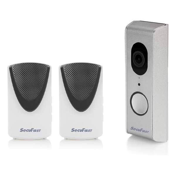 SecuFirst DID701S+  Wifi deurbel met camera met 2 draadloze gongen Zwart Grijs - 1080P