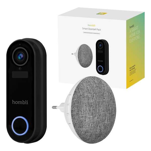 Hombli Smart Doorbell 2 Pack - Black (incl. Chime 2)