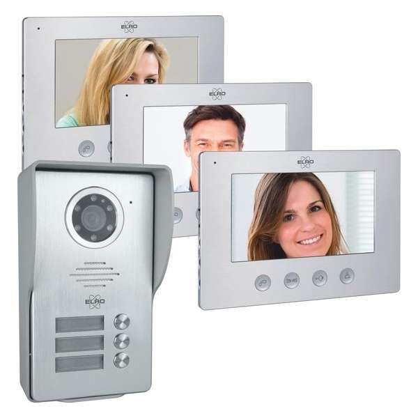 ELRO DV477W3 Video Deur Intercom - 3 Appartementen - Met 3x 7 inch kleurenscherm