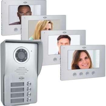 ELRO DV477W4 Video Deur Intercom - 4 Appartementen - Met 4x 7 inch kleurenscherm