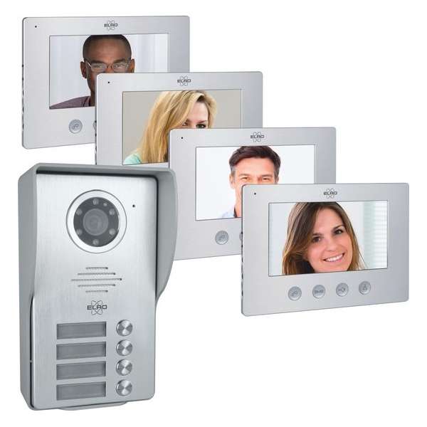 ELRO DV477W4 Video Deur Intercom - 4 Appartementen - Met 4x 7 inch kleurenscherm