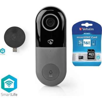 Wi-Fi Smart Videodeurbel met draadloze gong en 16 gb geheugen kaart | Bediening via App | microSD-Sleuf | HD 720p