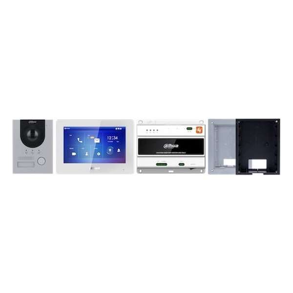 Dahua KTD01(F) complete 2-wire inbouw IP video deurbel intercom kit met VTO2202F-P-S2, VTH5422HW en VTNS2003B-2