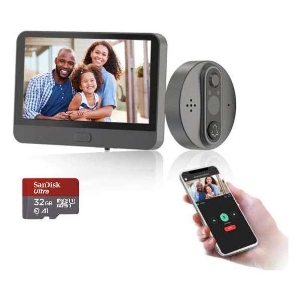 Vitafa ® Draadloze video deurbel - Bewegingsdetectie - Smart Home Video Intercoms - Camera met WiFi - Tuya 1080P Camera- 32Gb