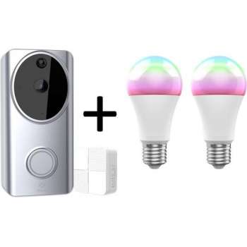 WOOX R4957 Smart Video Deurbel + 2x Woox Smart R9074 Wifi LED lamp