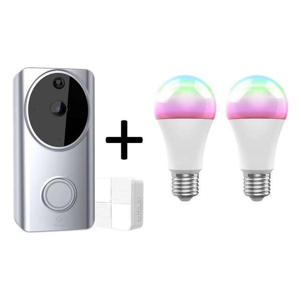 WOOX R4957 Smart Video Deurbel + 2x Woox Smart R9074 Wifi LED lamp