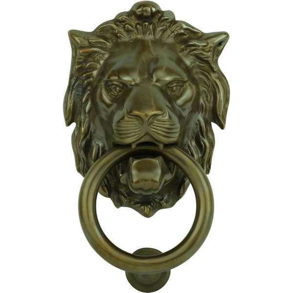 Deurklopper leeuw oud brons messing met ring Kyritz - 140 mm