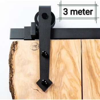 2,9 meter Schuifdeursysteem Pijl - 290 cm rail (Barndoor, Schuifdeurbeslag, Railsysteem, schuifdeur rail systeem beslag)