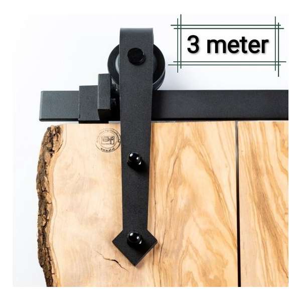 2,9 meter Schuifdeursysteem Pijl - 290 cm rail (Barndoor, Schuifdeurbeslag, Railsysteem, schuifdeur rail systeem beslag)