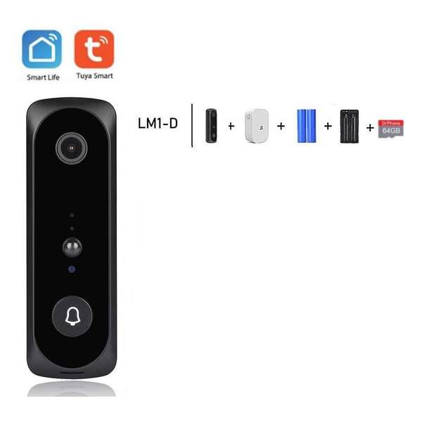 DrPhone LM1-D Smart Video Deurbelcamera – 1080P – HD – Nachtzicht Camera – Wifi video deurbel – Draadloze IP deurbel -