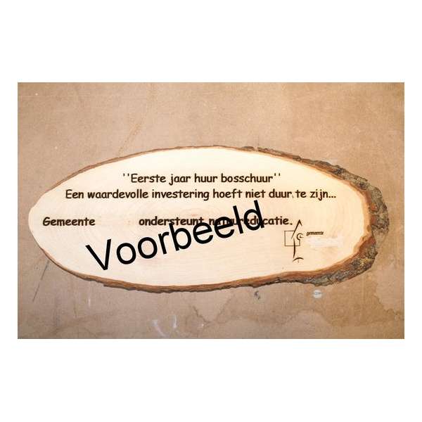 Houten naambord ovaal 60 cm met uw eigen tekst, logo of tekening