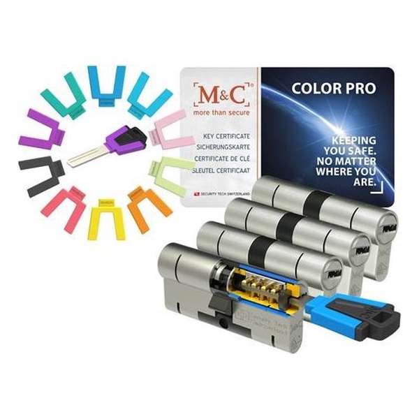 M&C Color PRO set van 4 cilinders 32/32 en 7 sleutels SKG3