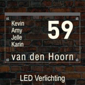 Naambord met LED verlichting 30x20 cm – Zelf ontwerpen – 1 Jaar Garantie – Modern Naambord