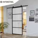 Intersteel DIY-schuifdeur Cubo zwart incl. matglas 2150x980x28mm + zwart ophangsysteem Basic Top