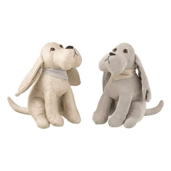 J-Line Deurstop Hond Imitatie Leder Beige/Grijs Assortiment Van 2