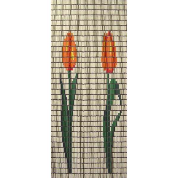 Sun-arts Vliegengordijn Tulp Hulzen 210 X 90 Cm Pvc Crème/oranje