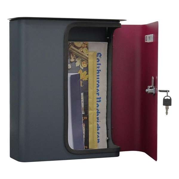 Rottner Brievenbus Splashy  Antraciet met Bordeaux Rode Deur|35,7x29,5x10cm