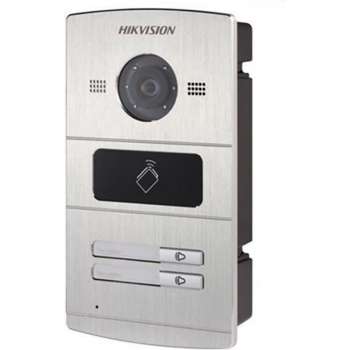 HIK466 - HIKVISION DS-KV8202-IM Aluminium Video-Intercom, 1,3 MP Kleurencamera, Kaartlezer, 2 Belknoppen, IP65