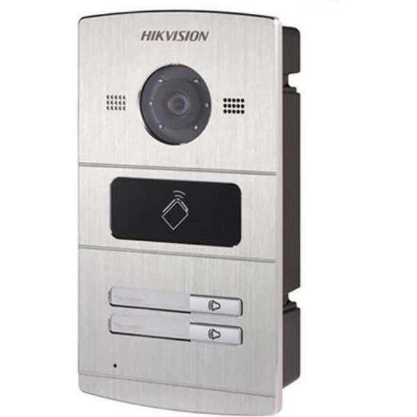 HIK466 - HIKVISION DS-KV8202-IM Aluminium Video-Intercom, 1,3 MP Kleurencamera, Kaartlezer, 2 Belknoppen, IP65